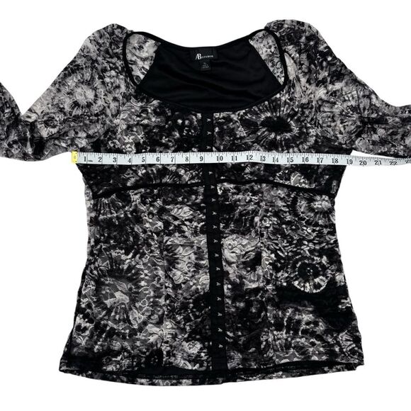 AB Studios Y2K Vintage Mesh Lace Hook & Eye Corset Closure Babydoll Top Sz. XL - Picture 6 of 11
